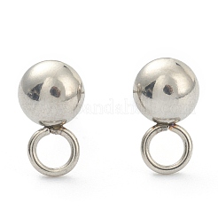 変色しない202ステンレススチールスタッドピアス金具  カン付き  半円  ステンレス鋼色  8.5x5mm  穴：2.5mm  ピン：0.8mm&nbsp;STAS-F266-18B-P