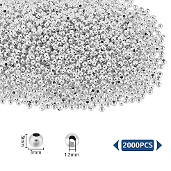 アイアン製スペーサービーズ  ラウンド  銀  3x3mm  穴：1.2mm  2000個/セット&nbsp;IFIN-UN0001-13S-02