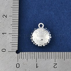 ラックメッキ合金ペンダント  鉛フリー＆カドミウムフリー  女王という言葉で囲む  銀  13.5x11.5x5mm  穴：1.4mm&nbsp;PALLOY-D029-18S-RS