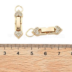 真鍮製マイクロペーブクリアキュービックジルコニアの留め金  ニッケルフリー  18KGP本金メッキ  ハート  27x6.5x4mm&nbsp;KK-B125-13G-02