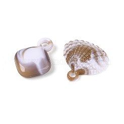 海の不透明アクリルパーツ  貝殻型/ひし形/丸型/花型チャーム  淡い茶色  19~25x14~25x5~6mm  穴：2~13mm&nbsp;OACR-T030-18M