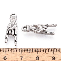 304ステンレスペンダント  変色防止  ロックジェスチャーチャーム  ステンレス鋼色  23x8.5x5mm  穴：1.3mm&nbsp;X-STAS-T065-21A-P