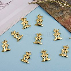 真鍮製チャーム10個  長持ちメッキ  丸カン付き  風車  18KGP本金メッキ  14.5x12x3.5mm  穴：2.5mm&nbsp;KK-SZ0004-80