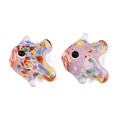 手作りランプワークビーズ  魚  ミックスカラー  14.5~19x17~21.5x9~10mm  穴：1.2~1.4mm  約29~30個/連  17.32~18.50''（44~47センチメートル）&nbsp;LAMP-T023-16