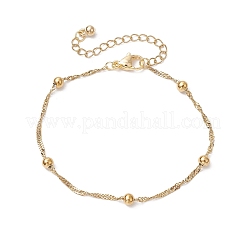 304ステンレススチールサテライトチェーンブレスレット  ゴールドカラー  7-3/8インチ（18.7cm）&nbsp;BJEW-JB11505