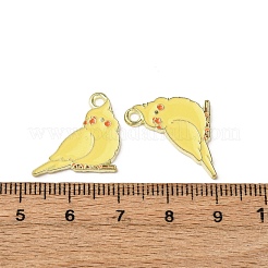 合金エナメルチャーム  鳥のチャーム  ゴールドカラー  シャンパンイエロー  20x19x1.5mm  穴：1.8mm&nbsp;ENAM-C030-01C-G
