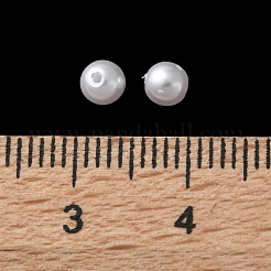 プラスチックパール調ビーズ  ラウンド  ホワイト  4x3.5mm  穴：1mm&nbsp;FIND-M059-01A-01