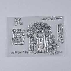 プラスチックスタンプ  DIYスクラップブッキング用  装飾的なフォトアルバム  カード作り  スタンプシート  建物の模様  149~151x100x3mm&nbsp;DIY-M010-A23