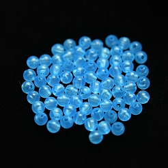 蓄光透明プラスチックビーズ  暗闇で光る  ラウンド  ディープスカイブルー  8mm  穴：1.8mm  約100個/袋&nbsp;KY-WH0048-20B-05
