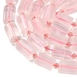 天然石ローズクォーツビーズ連売り  多面カット  コラム  シードビーズで  15~15.5x10mm  穴：0.8mm  約22個/連  15.75''~15.98''（40~40.6センチメートル）&nbsp;G-G453-E12-10x14mm
