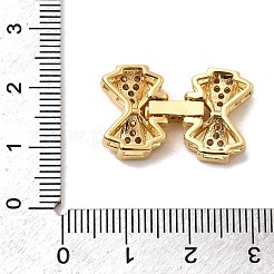 真鍮製マイクロペーブクリアキュービックジルコニアの留め金  蝶結び  18KGP本金メッキ  24x14.5x5mm  穴：3x2.5mm2x2mm&nbsp;KK-C075-30G