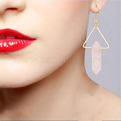 3ペア3スタイルの天然混合宝石三角形と弾丸ダングルイヤリング  女性用ゴールデンアイアンロングドロップイヤリング  65mm  ピン：0.5mm  1ペア/スタイル&nbsp;EJEW-AN0002-27