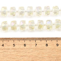 透明電気メッキガラスビーズ連売り  多面カット  ロンデル  淡黄色  10x6mm  穴：1.2mm  約60個/連  19.69''（50センチメートル）&nbsp;EGLA-P062-01A-01