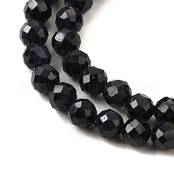 天然ブラックサファイアビーズ連売り  多面カット  グレードAA  ラウンド  3mm  穴：0.6mm  約125~126個/連  14.96~15.16''（38~38.5センチメートル）&nbsp;G-G259-D07-3mm