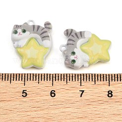 焼付塗装亜鉛合金ペンダント  星のチャームが付いた猫の形  カラフル  18.5x14.5x5mm  穴：1.2mm&nbsp;AL-CBA032C-05