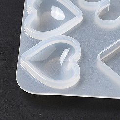 DIY ボヘミアン スタイル ペンダント & カボション シリコン型  レジン型  UVレジン用  エポキシ樹脂ジュエリー作り  ハート＆フラワー＆ハーフラウンド  ホワイト  113x128x5mm  内径：19~47.5x23.5~41mm&nbsp;X-DIY-A039-04