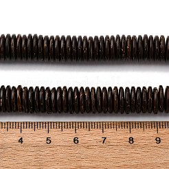 天然のココナッツビーズ連売り  染色されていない  フラットラウンド  ココナッツブラウン  10x2mm  穴：1mm  約318個/連  25インチ&nbsp;BSHE-P021-23-10mm