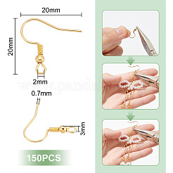 304ステンレススチールピアスフック150個  耳ワイヤー  水平ループ付き  18KGP本金メッキ  20x20x3mm  穴：2mm  21ゲージ  ピン：0.7mm&nbsp;STAS-UN0058-81