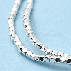 合成磁気無しヘマタイトビーズ連売り  キューブ  銀メッキ  2x2x2mm  穴：0.8mm  約207個/連  16.14''（41センチメートル）&nbsp;G-E602-08