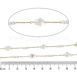 304ステンレススチールアズキチェーン  ペンギン  ガラスとABS模造真珠付き  イオンプレーティング（ip）  18KGP本金メッキ  ハンダ付け  スプールで  透明  8x6x4.5mm  約32.81フィート（10m）/ロール&nbsp;CHS-K018-25G-02