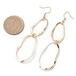 真鍮製ダングルピアス  304ステンレススチールピアスフック付き  ゴールドカラー  84x22mm&nbsp;EJEW-JE06182