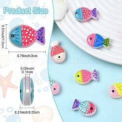 8色塗装ガラスビーズ8個  魚  エナメル  ミックスカラー  20x13x5.5mm  穴：1.4mm  8個/カラー&nbsp;LAMP-YW0004-07