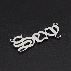 変色しない201ステンレススチールリンク  古英語  セクシー  レーザー切断  ステンレス鋼色  11x27x1mm  穴：1.2mm&nbsp;STAS-R111-JA646-1