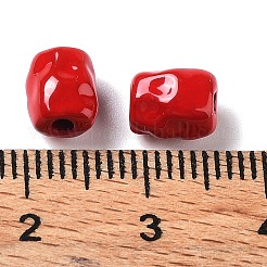 スプレー塗装された合金ビード  コラム  クリムゾン  7.5x6x4.5mm  穴：1.6mm&nbsp;PALLOY-H134-40