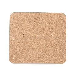 空白のクラフト紙のイヤリング ディスプレイ カード  長方形  バリーウッド  4.5x5x0.05cm  穴：1.5mm&nbsp;X1-CDIS-G005-05