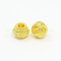 チベット風合金スペーサービーズ  無鉛の  ニッケルフリー及びカドミウムフリーの  ゴールドカラー  9x7mm  穴：3.5mm&nbsp;K091Y012