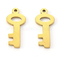 PVD真空メッキ304ステンレスペンダント  レーザー切断  キー  18KGP本金メッキ  19x8.5x1mm  穴：1.2mm&nbsp;STAS-N092-88G