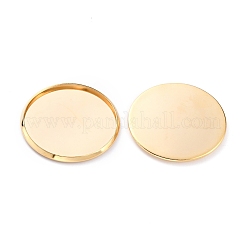 304ステンレススチールカボションセッティング  プレーンエッジベゼルカップ  フラットラウンド  ゴールドカラー  27x2mmトレイ：25mm&nbsp;STAS-Y001-12I-G