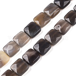 天然石グレーアゲートビーズ連売り  多面カット正方形  12~12.5x12~12.5x5.5~6mm  穴：1.2mm  約17個/連  8.07~8.4''（20.5~21センチメートル）&nbsp;G-T138-163