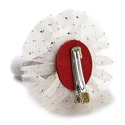 クリスマス帽子 ポリエステル ワニ革 ヘアクリップ 女性 女の子用  合金クリップ付き  暗赤色  90x94mm  クリップ：48x10mm。&nbsp;AJEW-M012-02A