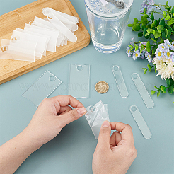 アクリルブランクワイングラスチャーム  DIYカップ個性的ネームプレートサイン  四角形＆オーバル  透明  72.5x15x3mm  24個/セット&nbsp;DIY-WH0578-03