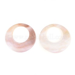 天然淡水シェルの大きなペンダント  リングチャーム  貝殻色  69~70x3~3.5mm  穴：1.6mm&nbsp;SHEL-T020-44