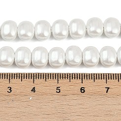 電気めっきシェルパールビーズ連売り  ライス  ホワイト  9x7x5mm  穴：1mm  約58個/連  16.14''（41センチメートル）&nbsp;BSHE-H113-04C