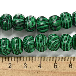 合成マラカイトビーズ連売り  カボチャ  12x7.5~8mm  穴：1.4mm  約25個/連  7.48~7.87''（19~20センチメートル）&nbsp;G-G142-A01-01