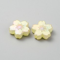 不透明なアクリルビーズ  花  ライトゴールデンロッドイエロー  25x26x9mm  穴：3mm&nbsp;OACR-CJC0006-23F