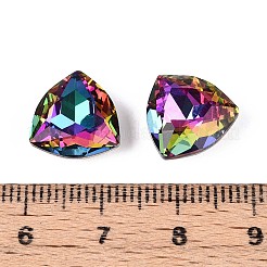 Diy先の尖ったバックk9ガラスラインストーンカボション  ランダムカラーバックメッキ  多面カット  三角形  火山  12x12x4.5mm&nbsp;RGLA-T071-12mm-001VO
