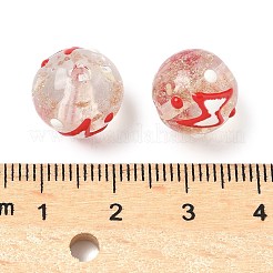 光沢のある手作りのエナメルゴールドサンドガラスビーズ連売り  稲妻の丸  暗闇で光る  ミックスカラー  12mm  穴：1.4mm&nbsp;LAMP-U004-08