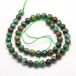 天然石クリソコラビーズ連売り  ラウンド  10mm  穴：1mm  約39個/連  15.75インチ（40cm）&nbsp;G-E363-01-10mm
