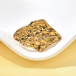 女性用304ステンレススチールオープンカフリング  18KGP本金メッキ  菱形  26.5x39.5mm  内径: 調節可能&nbsp;RJEW-A053-06G-05