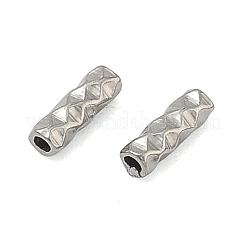 304ステンレスチューブビーズ  テクスチャードチューブ  ステンレス鋼色  6x2mm  穴：0.9mm&nbsp;STAS-Z192-07P-02
