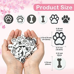 60個 6スタイル 犬の骨プリント 木製ヨーロピアンビーズ  大穴ビーズ  ミックスカラー  19.5~20x19~20x5.5~6mm  10個/スタイル&nbsp;WOOD-CJ0002-39