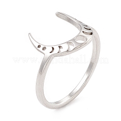 201ステンレススチール製ムーンフェイズリング（女性用）  ステンレス鋼色  usサイズ7 3/4(17.9mm)&nbsp;RJEW-A006-07P-1