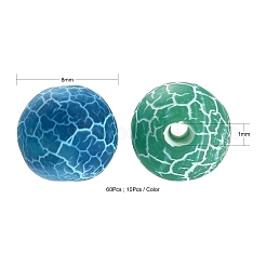 60個6色天然風化瑪瑙ビーズ連売り  染め  艶消し  ラウンド  ミックスカラー  8mm  穴：1mm  10個/カラー&nbsp;G-FS0001-96