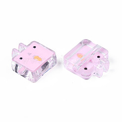 透明なアクリルビーズ  エナメル  兎  パールピンク  24x22x8mm  穴：3mm&nbsp;LS-ACRC-S039-10F