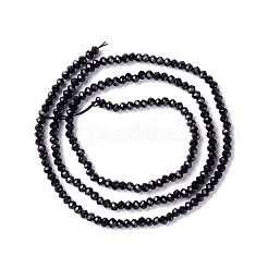 透明ガラスビーズ連売り  多面カット  ラウンド  ブラック  2mm  穴：0.6mm  約182~201個/連  14.57~15.24インチ（（37~38.7cm）&nbsp;GLAA-C019-01A-04