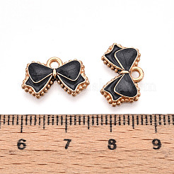 合金エナメルチャーム  蝶結び  ライトゴールド  ブラック  10x16x2mm  穴：1.4mm&nbsp;ENAM-S121-076A